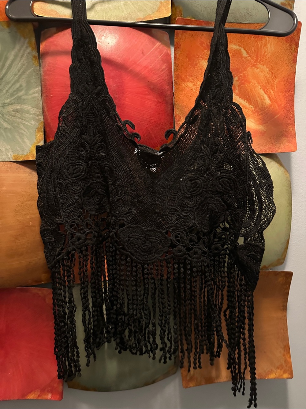 Charlotte Russe Black Lace Crochet Crop Top